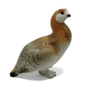 LOMONOSOV USSR Grouse Figurine Brown And White Partridge Bird Russia 1970s Vinta